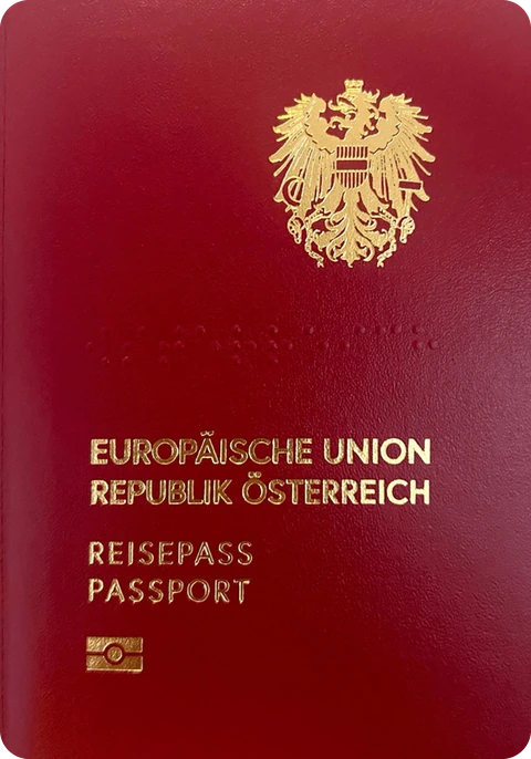 The Austrian passport cover, as Belong Austria shows it